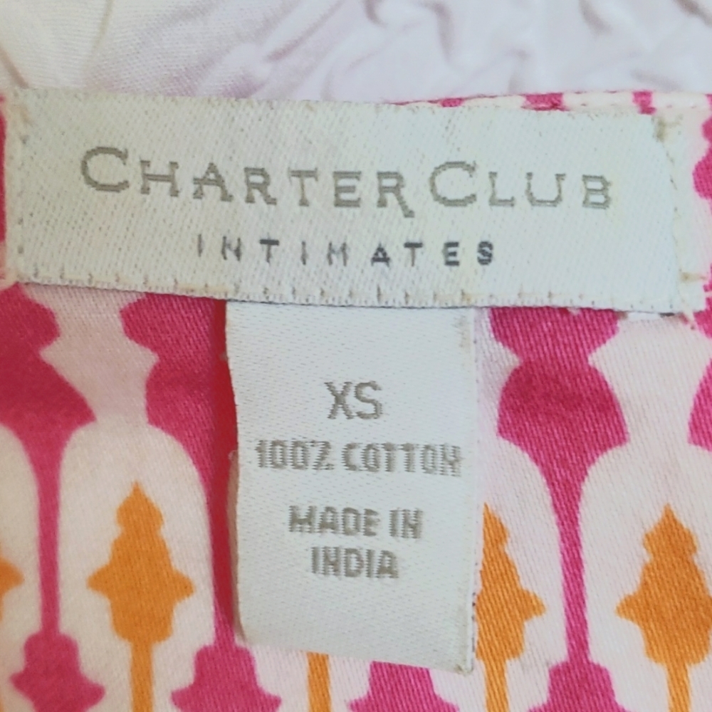Charter Club Intimates Multicolor 3/4 Sleeve Split V-Neck 1/2 Zip Long Caftan XS - Picture 15 of 16